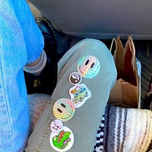 Pack of 4 brandy melville stickers and 2 pins